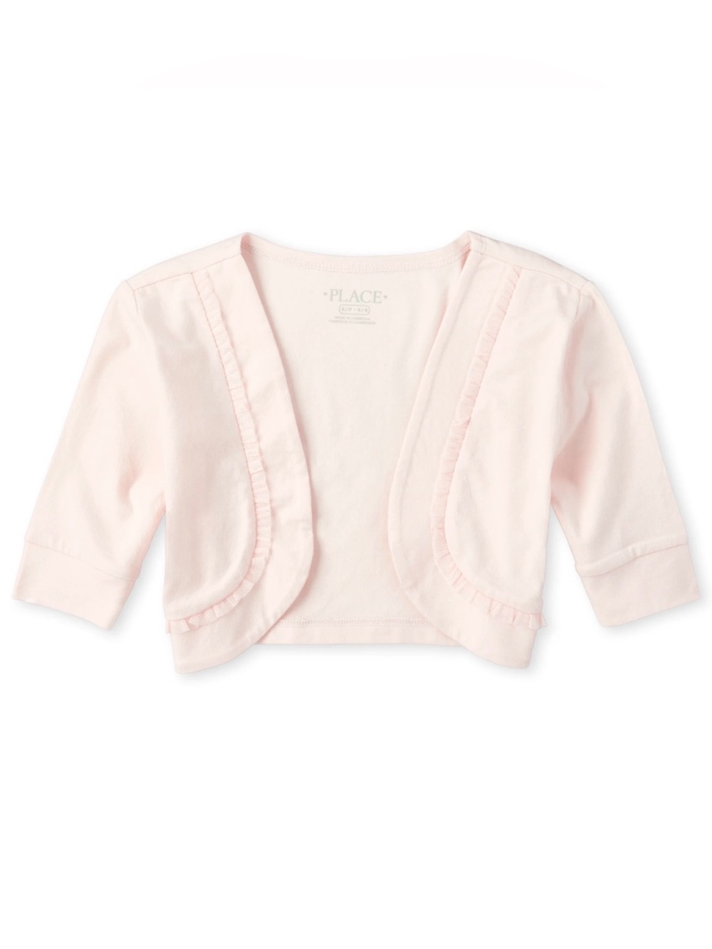 Children’s Place Light Pink Cotton Ruffle Bolero Shrug Open Front - Sz 10-12